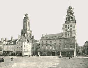 時計塔とホテルドヴィル、カレー、フランス、1895年。 作： London Stereoscopic and Photographic Co