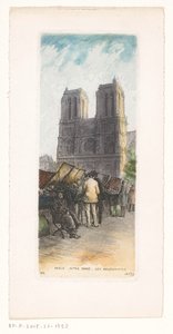 フォア グラウンドで本屋とパリのノートルダムのビュー Paris Notre Dame les bouquinistes (オブジェクトのタイトル) 作： Léopold Robin