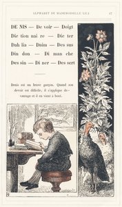 Denis, Duty, Finger, Dictionary, Dicter, Dahlia, Suede, Top, Turkey, Sunday, Drawing, Dinner, Dessert, page 17 - Alphabet by Mademoiselle Lili, by L. Froelich and by a dad (Hetzel himself).J.ヘッツェル＆Ci図書館＆教育＆レクリエーション雑誌 作： Lorentz Froelich