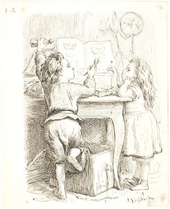 2 人の子供は蝶を準備しています。