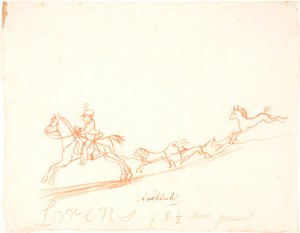 ライダー、馬、犬 作： Lorenz Frølich