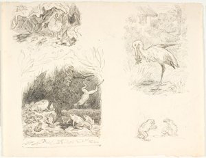 Skrubtoadsen, H.C. のイラストの 4 つのドラフト。 アンデルセンの新しい冒険と物語 作： Lorenz Frølich