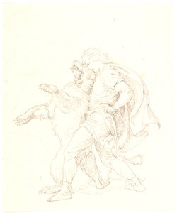 Skjold のクマとの戦いのドラフト 作： Lorenz Frølich