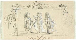 楽器を持つ 3 人の子供とのビネット 作： Lorenz Frølich