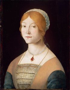 イタリア語：真珠のネックレスをつけた女性の肖像 真珠のネックレスをつけた女性の肖像