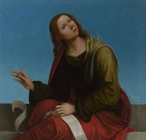 聖ヨハネ福音伝道者の高祭壇画、ヴィンコリのS.ピエトロ礼拝堂、1505年 作： Lorenzo Costa