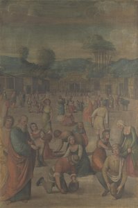 1508年以降、モーセの物語からマナを集めたイスラエル人 作： Lorenzo Costa