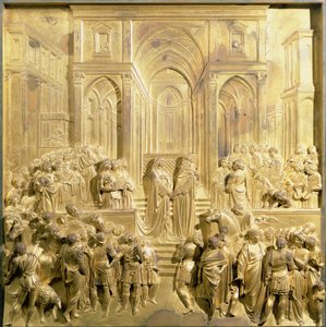 ソロモン王とシバの女王の出会い」（洗礼堂東扉のオリジナルパネル 作： Lorenzo Ghiberti