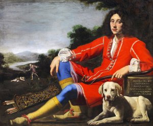 ラブラドールを持つ紳士の肖像、17世紀前半.. 作： Lorenzo Lippi