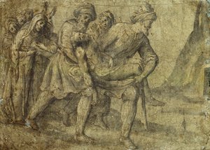 キリストは墓に運ばれ、 作： Lorenzo Lotto