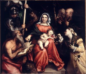 聖カタリナの神秘的な結婚、1524年。 作： Lorenzo Lotto