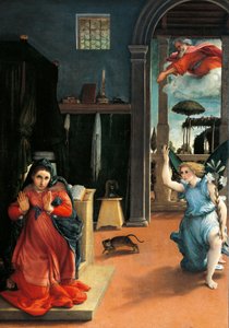 レカナティの受胎告知」 1532年頃 ロレンツォ・ロット（1480年頃～1556年）作 油彩・キャンバス 作： Lorenzo Lotto