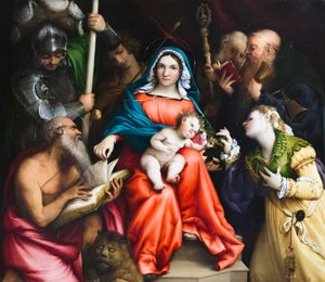 O casamento místico de Santa Catarina de Alexandria 作： Lorenzo Lotto