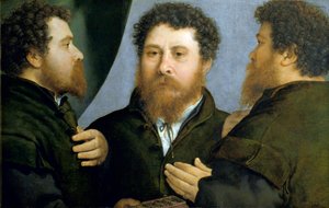 ロレンツォ・ロットによるゴールドスミス絵画のトリプルポートレート 作： Lorenzo Lotto