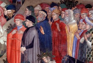 ヨルダン川で群衆に洗礼を施す洗礼者聖ヨハネ、細部（フレスコ画 作： Lorenzo Salimbeni