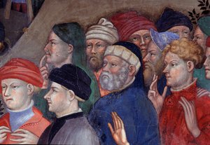 ヨルダン川で群衆に洗礼を施す洗礼者聖ヨハネ、細部（フレスコ画 作： Lorenzo Salimbeni