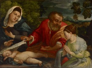 アレクサンドリアの聖カタリナとしてドナトリックスのいる聖家族、c.1540-1545
