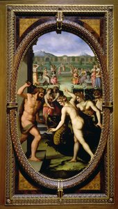 ヘスペリデスがヘスペリデスのドラゴンを殺した、1572年（スレートに油彩）