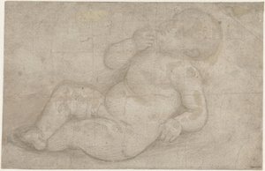 横たわるキリストの子供のための研究 作： Lorenzo di Credi (attributed to)