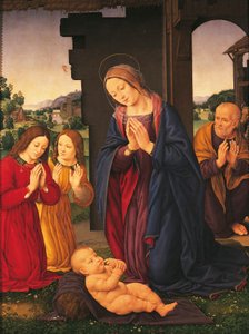 子供と天使の崇拝、ロレンツォ・ディ・クレディ（1459-1536）作、キャンバスにテンペラ