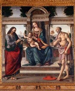 子供を連れた聖母と聖マタイと聖ジェローム ロレンツォ・ディ・クレディ（1459-1537）の絵画 イタリア、フィレンツェ、サント・スピリト教会