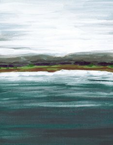 静かな湖の地平線