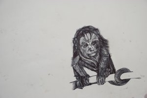 Monkey Business、2016、（bic biro on paper） 作： Lou Gibbs