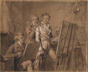 スタジオの3人の若手アーティスト 作： Louis Leopold Boilly
