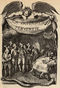 レスティフ・ド・ラ・ブルトンヌ（1734-1806）の「La Paysanne pervertie ou les Dangers de la ville」の挿絵。18世紀にビネが描いた版画。 作： Louis (after) Binet