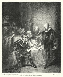 忠誠の誓いを立てるアルヴァ（刻印 作： Louis (after) Gallait