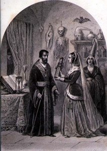 魔術師を訪ねる客」フィリベール・ラングロワ（1834年頃～9年頃）（エングレーヴィング） 作： Louis (after) Marckl