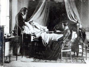 医師の患者への訪問、1840-50年頃（bw写真） 作： Louis Adolphe Humbert de Mollard