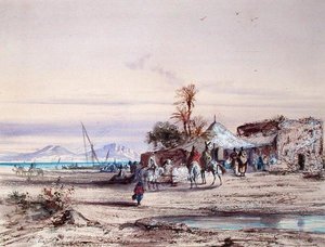 チュニジアの風景（水彩・紙） 作： Louis Amable Crapelet