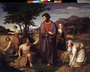 「ボアズの畑で働くルース (ブーズ)」 (ルースとボアズ) ルイ・アミー・ブラン作 (1810-1885) 19世紀プーシキン美術館、モスクワ 作： Louis Ammy Blanc
