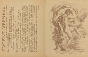 ウジェーヌ・ベルノーの装飾版画のための踊る裸体と広告[裏面]、1897年。