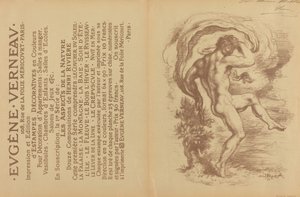 ウジェーヌ・ベルノーの装飾版画のための踊る裸体と広告[裏面]、1897年。