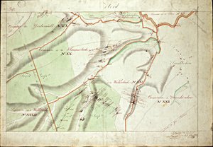 鉱業団の技術者であるBeaunier & Calmelet夫人によるザール炭田の鉱区の地図。 作： Louis Antoine Beaunier