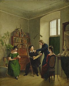 彼のスタジオの芸術家、1828 作： Louis Asher