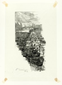 ルイ・フィリップ橋から見たアップル・マーケット（『Le Long de la Seine et des Boulevards』より7枚目