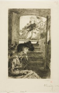 バトー・ムッシュにて 作： Louis Auguste Lepère