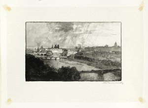 パヴィヨン・ド・フロールから見たパリ、『セーヌ河と大通りの長い道』より11枚目 作： Louis Auguste Lepère