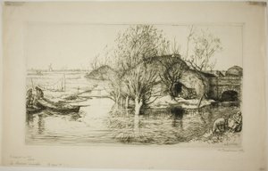 浸水した小屋 作： Louis Auguste Lepère