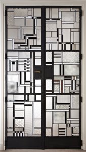 ドアセット、1928年頃（ガラスとパターンドアイアン 作： Louis Barillet