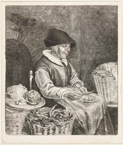 豆をつける老女（1780年、アムステルダム国立美術館蔵） 作： Louis Bernard Coclers