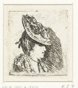 帽子をかぶった若い女性の頭部研究 作： Louis Bernard Coclers
