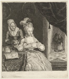 若い女性が手紙を読む 作： Louis Bernard Coclers