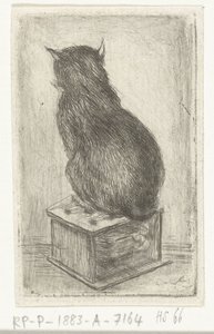 ストーブの上に座る猫 作： Louis Bernard Coclers