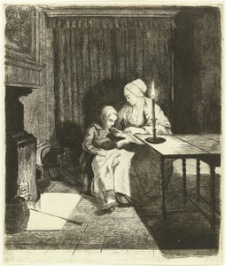 母は息子に教える 命令 作： Louis Bernard Coclers