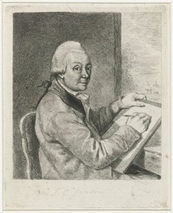 アーティストのヨハネス・ヤンソンの肖像画、ドローイング 作： Louis Bernard Coclers