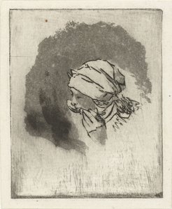 左に横顔で食事をしている女の子の頭が描かれた学習シート 作： Louis Bernard Coclers